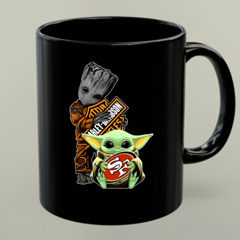 49ers SF Logo HD Orange Black Star Wars Groot Baby Yoda 1 mug.jpg