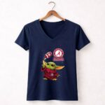Alabama Crimson Tide Baby Yoda Football Fans 9 Womens V Neck.jpg