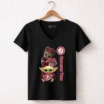 Alabama Crimson Tide Groot Baby Yoda Football 5 Womens V Neck.jpg