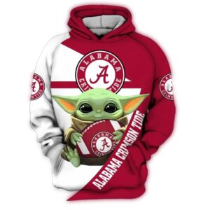 Alabama Crimson Tide Yoda Baby Yoda Star Wars 3D Hoodie NCAA Basketball Gifts.jpg
