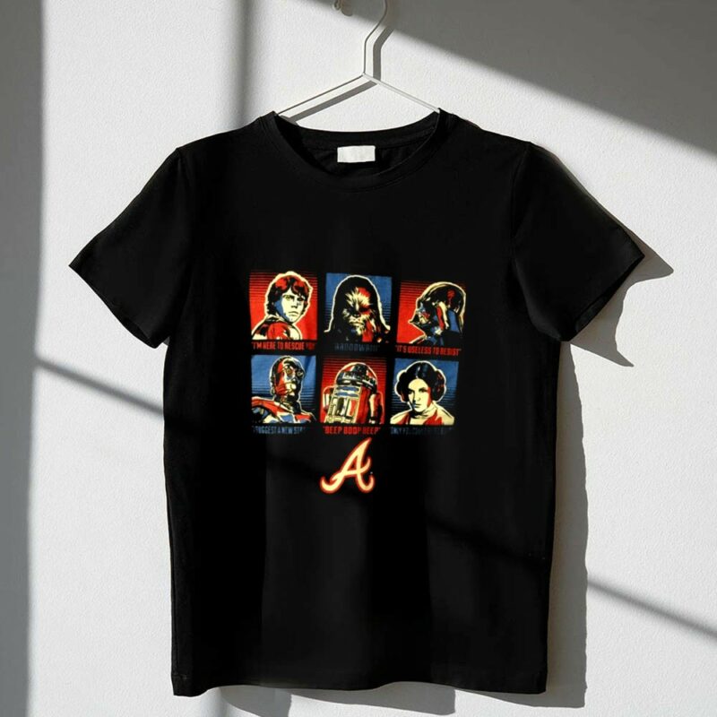 Atlanta Braves With Darth Vader Chewbacca R2 D2 and C 3PO Leia Organa 1 T Shirt.jpg