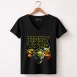 BABY YODA Star Wars The Mandalorian Grogu Trio 7 Womens V Neck.jpg