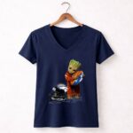 Baby Groot Hugging Denver Broncos 9 Womens V Neck.jpg