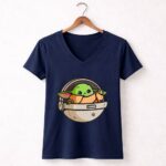 Baby YODA FanClub SW Holiday Grogu in Hover Pod 5 Womens V Neck.jpg