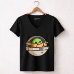 Baby YODA FanClub SW Holiday Grogu in Hover Pod 7 Womens V Neck.jpg