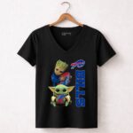 Baby Yoda And Groot Hug Buffalo Bills 5 Womens V Neck.jpg