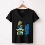 Baby Yoda And Groot Hug Carolina Panthers 5 Womens V Neck.jpg