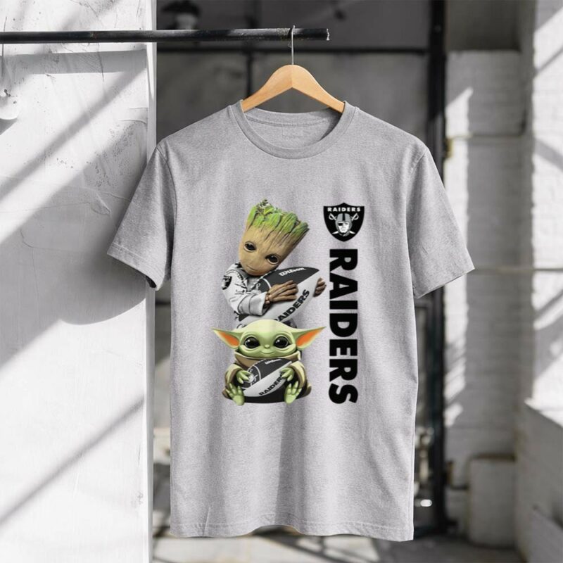 Baby Yoda And Groot Hug Oakland Raiders 1 T Shirt
