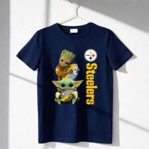 Baby Yoda And Groot Hug Pittsburgh Steelers Shirt