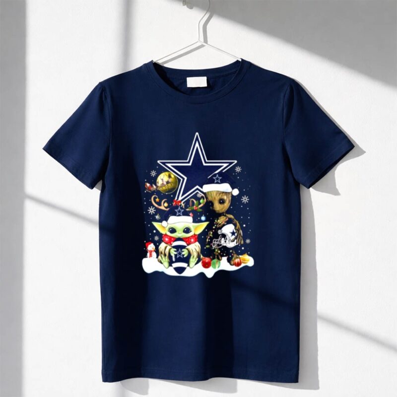 Baby Yoda And Groot Santa Christmas With Dallas Cowboys 1 T Shirt