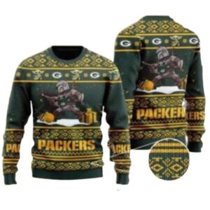 Baby Yoda Boba Fett The Mandalorian Green Bay Packers Ugly Sweater 1.jpg