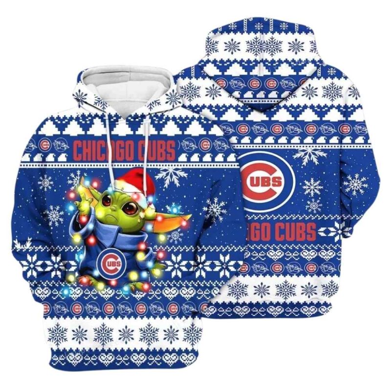 Baby Yoda Chicago Cubs Light Pattern Christmas hoodie 1.jpg