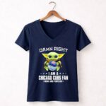 Baby Yoda Damn Right I Am A Chicago Cubs Fan 9 Womens V Neck.jpg