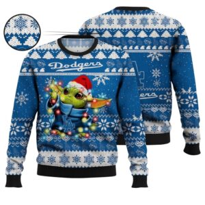 Baby Yoda Dodgers Christmas Light Ugly Sweater 1.jpg