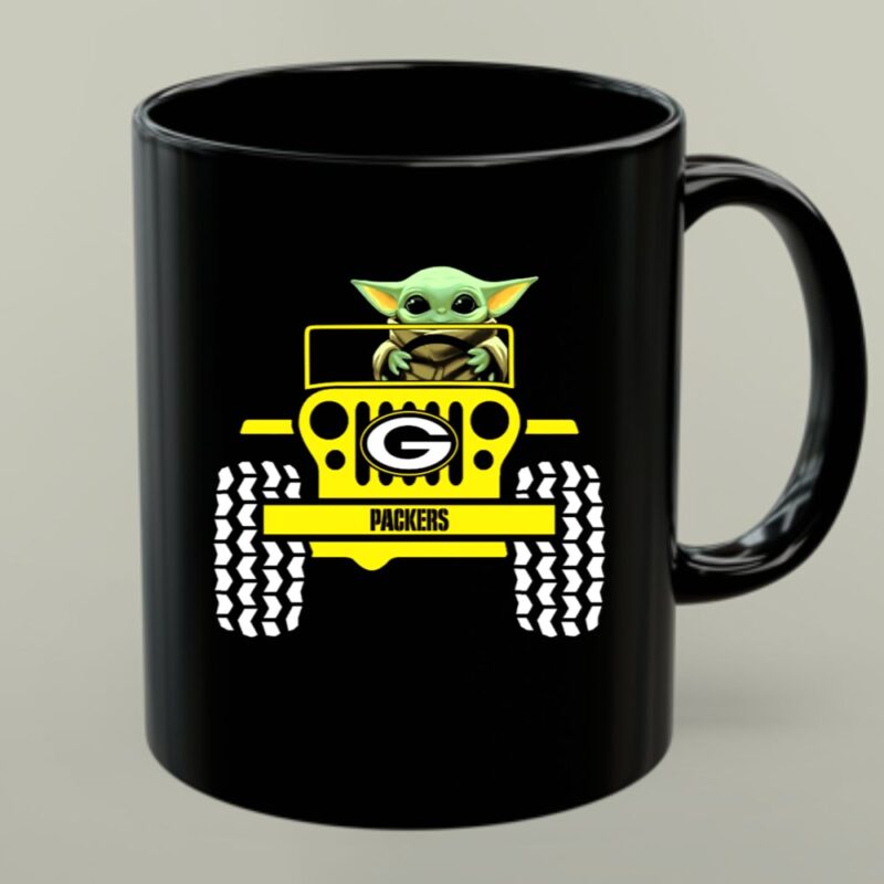 Baby Yoda Driving Green Bay Packers Jeep 1 mug.jpg