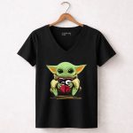 Baby Yoda Heart Atlanta Falcons Georgia Bulldogs 5 Womens V Neck.jpg