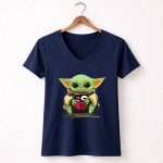 Baby Yoda Heart Atlanta Falcons Georgia Bulldogs 9 Womens V Neck.jpg