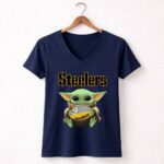 Baby-Yoda-Hold-Ball-Pittsburgh-Steelers-9-Womens-V-Neck