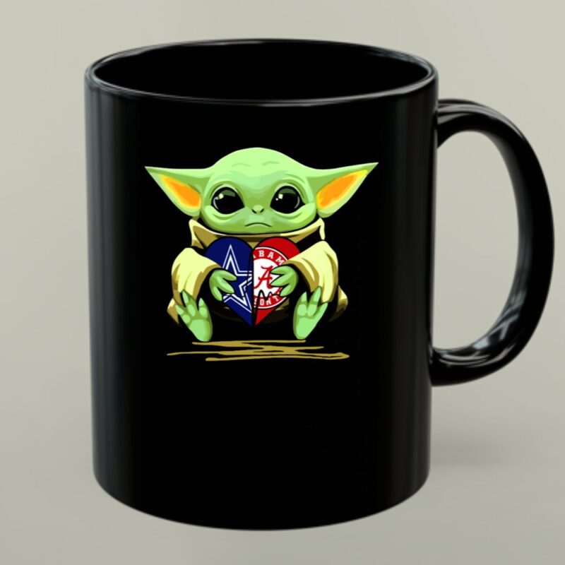 Baby Yoda Holding Cowboys Star And Crimson Tide Heart 1 mug.jpg