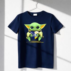 Baby Yoda Holding Steelers And Lions Heart Logo Fan Love Shirt