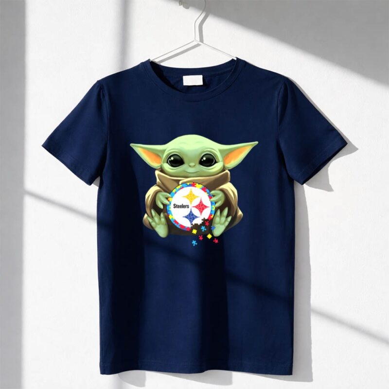 Baby Yoda Holding Steelers Autism Puzzle 1 T Shirt