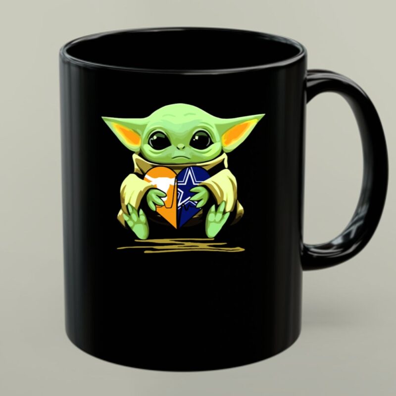 Baby Yoda Holding Texas Longhorns And Dallas Cowboys Heart 1 mug.jpg