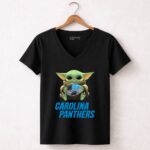 Baby Yoda Hug Carolina Panthers 5 Womens V Neck.jpg