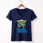 Baby Yoda Hug Carolina Panthers 9 Womens V Neck.jpg