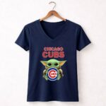 Baby Yoda Hug Chicago Cubs 9 Womens V Neck.jpg