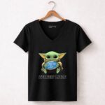 Baby Yoda Hug Detroit Lions 5 Womens V Neck.jpg