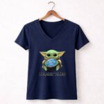 Baby Yoda Hug Detroit Lions 9 Womens V Neck.jpg