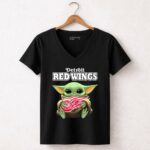 Baby Yoda Hug Logo Detroit Red Wings 5 Womens V Neck.jpg
