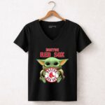 Baby Yoda Hugs The Boston Red Sox Baseball 5 Womens V Neck.jpg