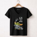 Baby Yoda LA Kings Los Angeles Hockey 5 Womens V Neck.jpg