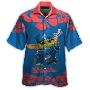 Baby Yoda Los Angeles Dodgers Floral Hawaiian Shirt 1.jpg