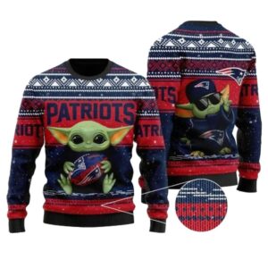 Baby Yoda Love New England Patriots Christmas Ugly Sweater 1.jpg