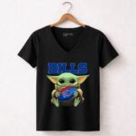 Baby Yoda Loves The Buffalo Bills Star Wars 5 Womens V Neck.jpg
