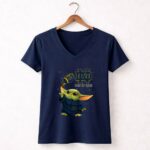 Baby Yoda ND Notre Dame Fightin Irish Football 9 Womens V Neck 1.jpg
