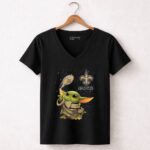 Baby Yoda New Orleans Saints Football Star Wars Collaboration 5 Womens V Neck.jpg