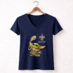 Baby Yoda New Orleans Saints Football Star Wars Collaboration 9 Womens V Neck.jpg