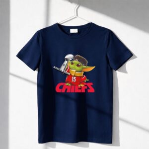 Baby Yoda Patrick Mahomes Lift Cup Super Bowl With Kansas City Chiefs Shirt