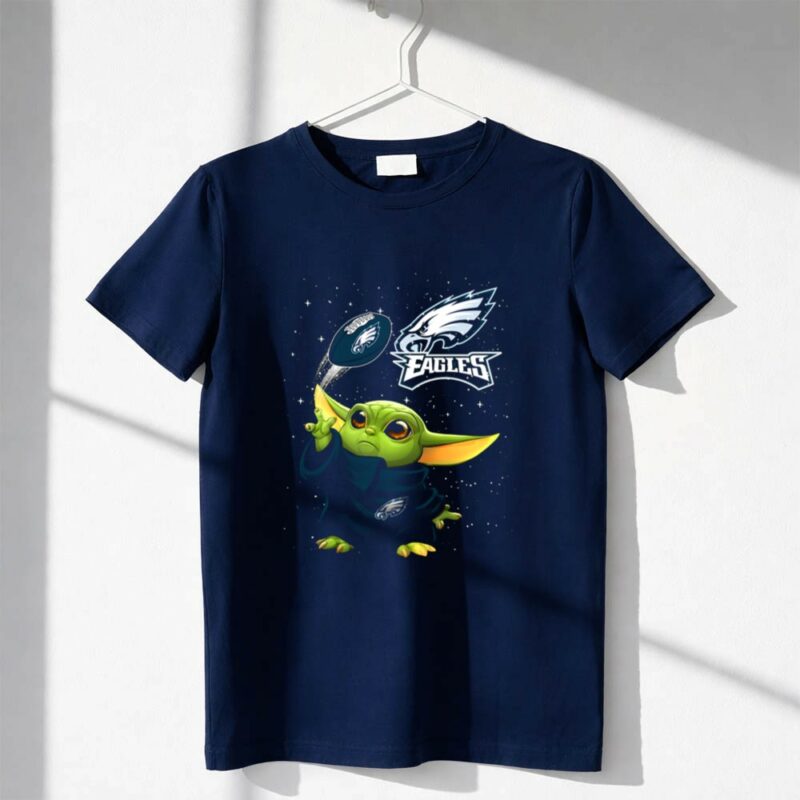 Baby Yoda Philadelphia Eagles Football Force Star Wars Galaxy Fan 1 T Shirt