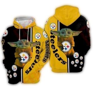 Baby Yoda Star Wars Pittsburgh Steelers Many Logo 3D Hoodie All Over Print 1.jpg