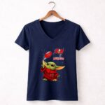 Baby Yoda Tampa Bay Buccaneers Football Fan 9 Womens V Neck.jpg