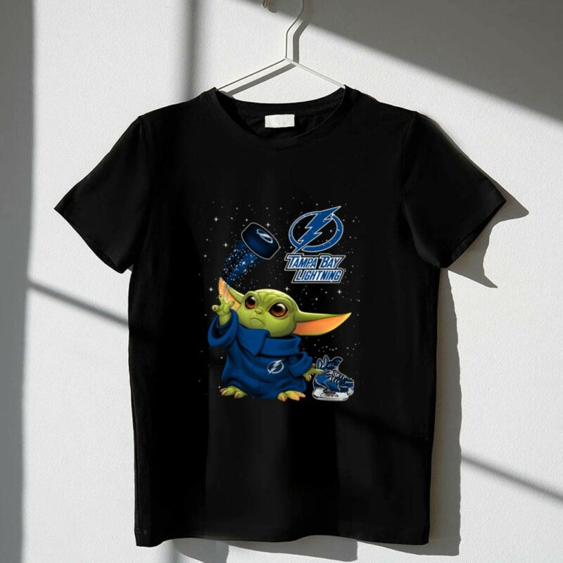 Baby Yoda Tampa Bay Lightning Hockey Fan Art Grogu Jedi Force Skating Puck 1 T Shirt.jpg