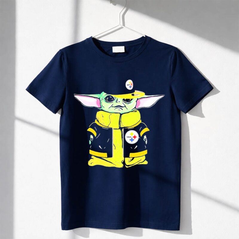 Baby Yoda Wearing Pittsburgh Steelers Hat And Jacket 1 T Shirt