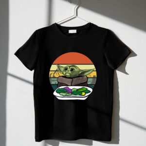 Baby Yoda Yelling At The Table Mountains 70s Sunset Forest 1 T Shirt.jpg