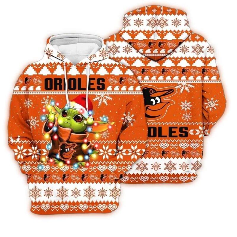 Baltimore Orioles Baby Yoda Star Wars Sports Football American Ugly Christmas 3D Hoodie 1.jpg