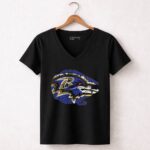 Baltimore Ravens 73 Star Wars Millennium Falcon Mashup 5 Womens V Neck.jpg