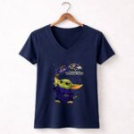 Baltimore Ravens Baby Yoda Star Wars Football Crossover 9 Womens V Neck.jpg
